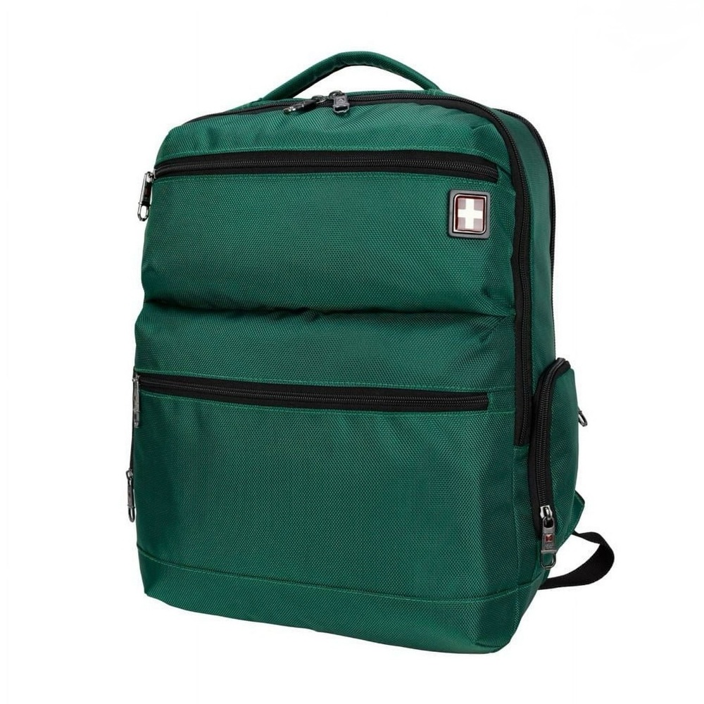 Swiss Tech Black Travel Laptop Backpack – Trolley Sleeve, Multi‑Zip Pockets NWT